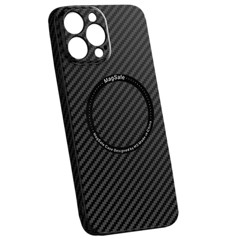 Husa Apple iPhone 12 Pro Max, iPefet Carbon, textura kevlar, Magsafe, neagra — principală