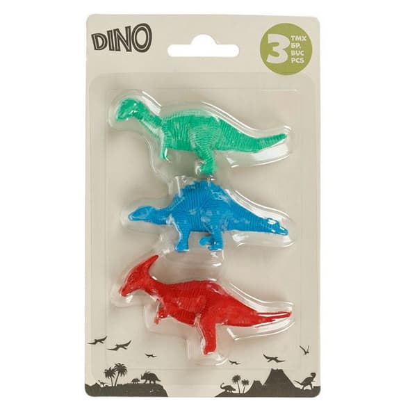 Set 3 radiere / gume de sters 3D, model Dinozauri — varianta 2