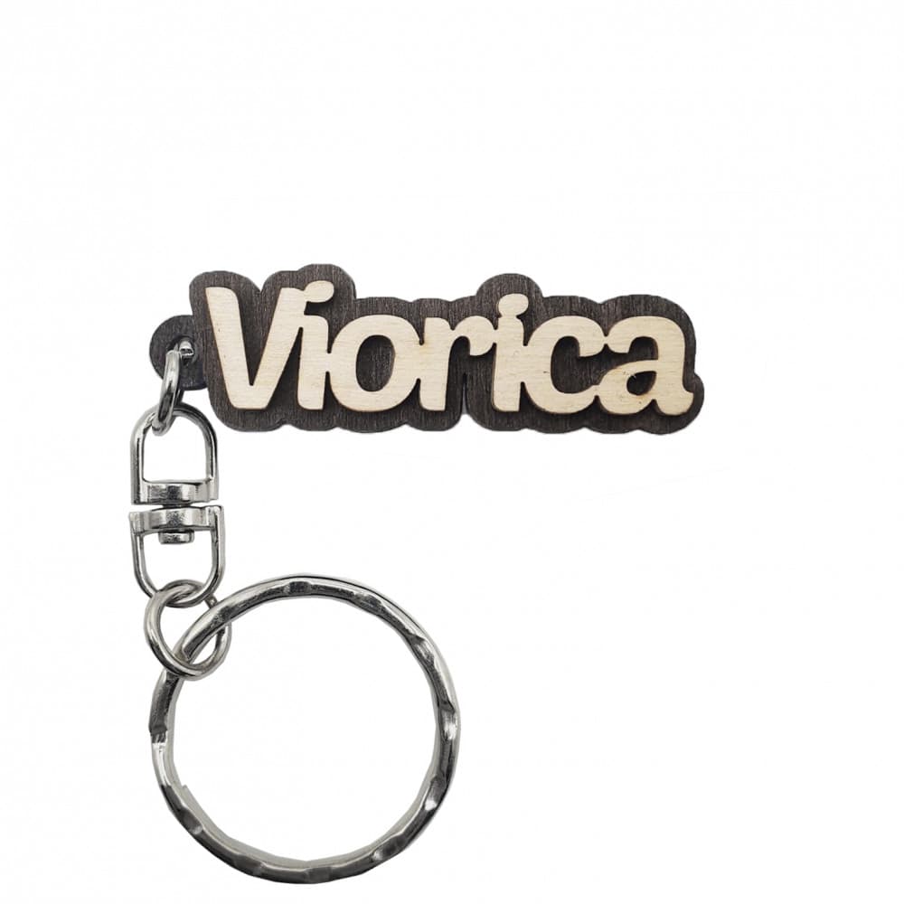 Breloc din lemn, nume "Viorica" — principală
