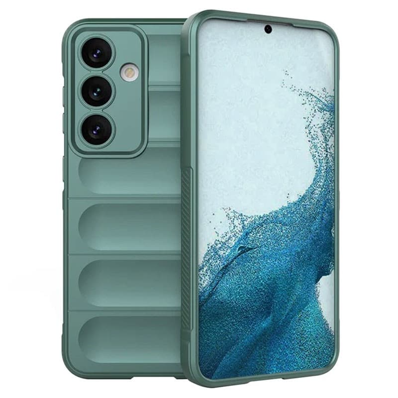 Husa Samsung Galaxy S23 FE, Wave Silicone, protectie camera, catifea in interior, deep green — principală