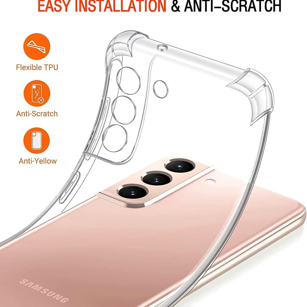 Husa Samsung Galaxy S21 FE TPU transparent, intarituri in colturi, grosime 1,5 mm — varianta 2