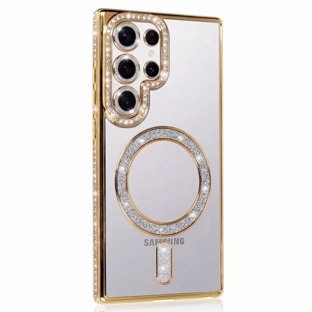 Husa Samsung Galaxy S25 Ultra, Electroplating Bling Magsafe, protectie camera, aurie — principală