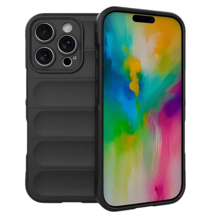 Husa Apple iPhone 14 Pro, Wave Silicone, protectie camera, catifea in interior, night black — principală