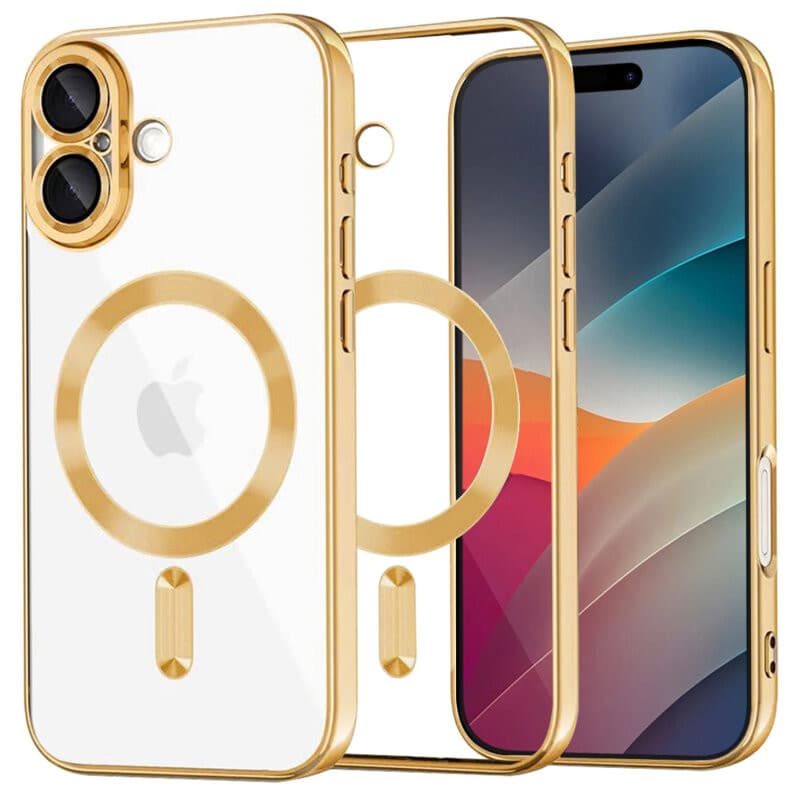Husa Apple iPhone 17, Magsafe Electroplating TPU, protectie camera, margini aurii — principală