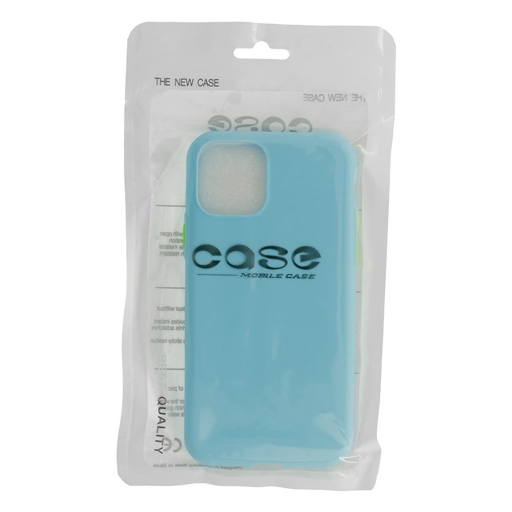 Husa de protectie Button TPU pentru Apple iPhone 11 Pro, silicon moale, albastru pal cu butoane verzi — 2