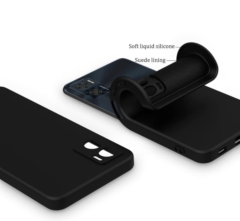 Husa Motorola Moto E22, Luxury Silicone, protectie camera, catifea in interior, neagra — varianta 2