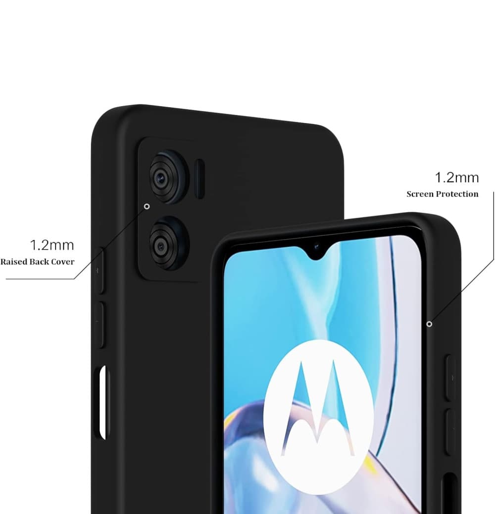Husa Motorola Moto E22, Luxury Silicone, protectie camera, catifea in interior, albastru inchis — 3