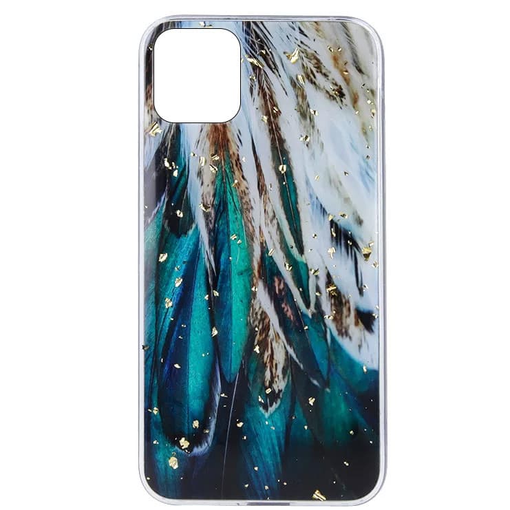 Husa Gold Glam pentru Apple iPhone 12/12 Pro, model Leaves — principală