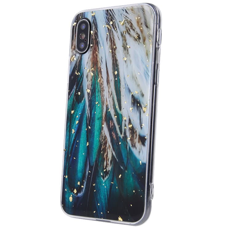 Husa Gold Glam pentru Apple iPhone 12/12 Pro, model Leaves — varianta 2