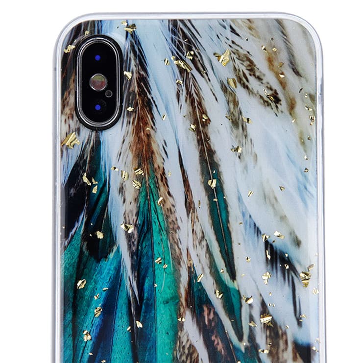 Husa Gold Glam pentru Apple iPhone 12/12 Pro, model Leaves — varianta 3