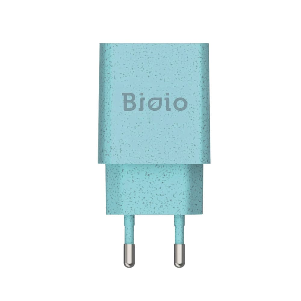 Incarcator casa Bioio, 1 port USB, 2.4A, compozitie biodegradabila, albastru — principală