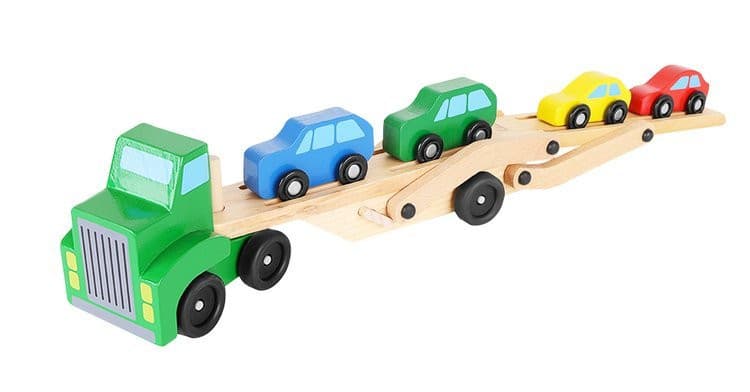 Camion tractare din lemn, 4 masinute incluse — varianta 4