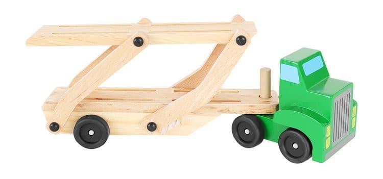 Camion tractare din lemn, 4 masinute incluse — varianta 9