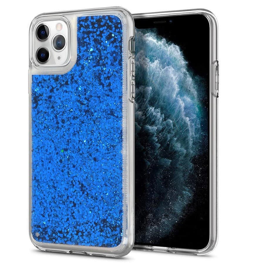 Husa Fun Case pentru Apple iPhone XR, sclipici si lichid, albastra — principală