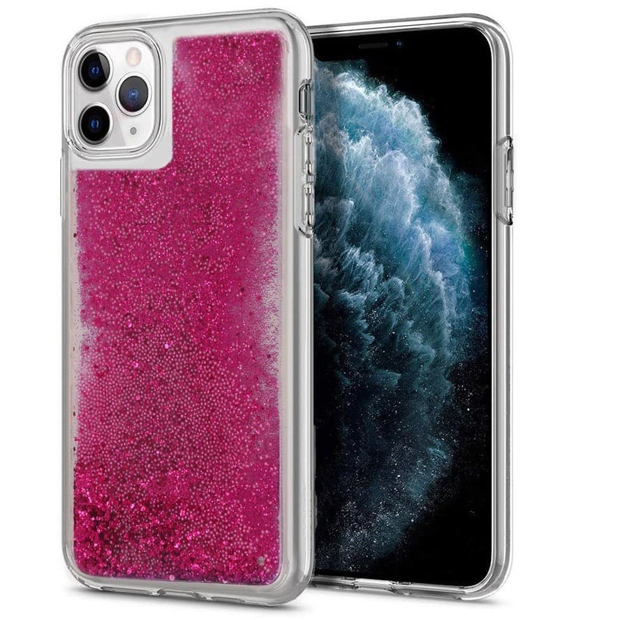 Husa Fun Case pentru Apple iPhone XR, sclipici si lichid, roz — principală