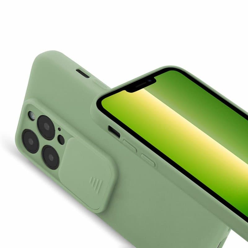 Husa Apple iPhone 13 Pro, Vertical Slide TPU, silicon moale, flexibil, verde maslina — varianta 2