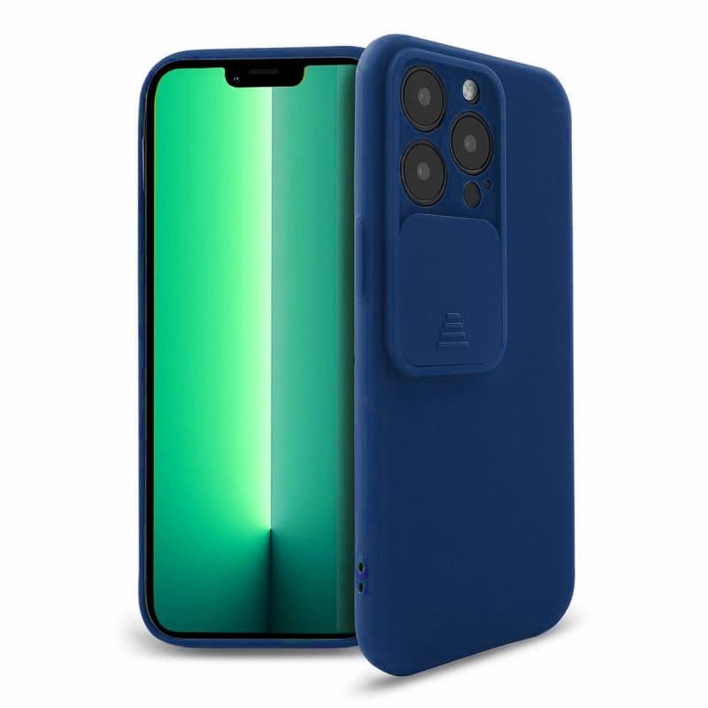 Husa Apple iPhone 13 Pro, Vertical Slide TPU, silicon moale, flexibil, albastra — principală