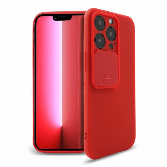 Husa Apple iPhone 13 Pro, Vertical Slide TPU, silicon moale, flexibil, rosie — principală