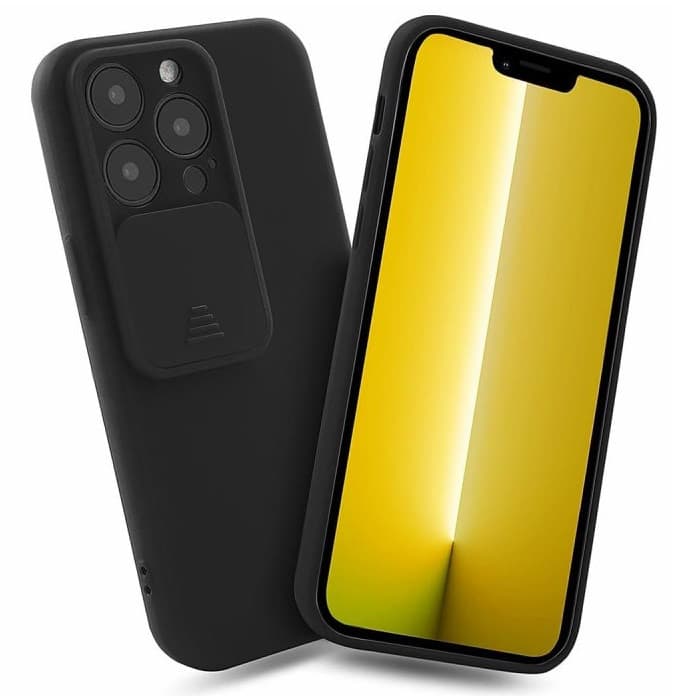 Husa Apple iPhone 13 Pro, Vertical Slide TPU, silicon moale, flexibil, neagra — principală