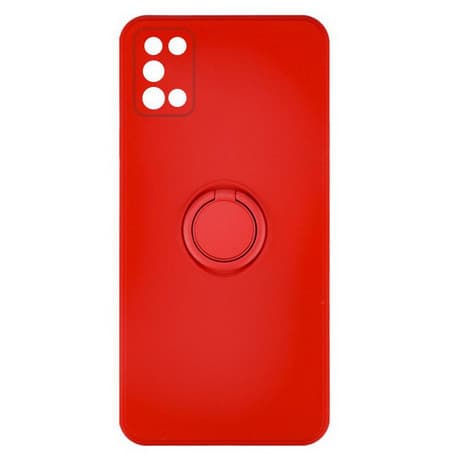 Husa Samsung Galaxy A03s / A02s, Ring Silicone, inel rotativ, catifea in interior, rosie — principală