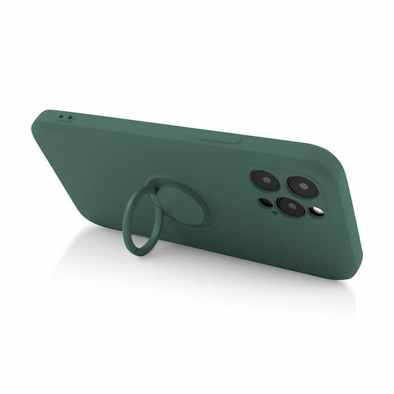 Husa Samsung Galaxy A03s / A02s, Ring Silicone, inel rotativ, catifea in interior, verde — 6