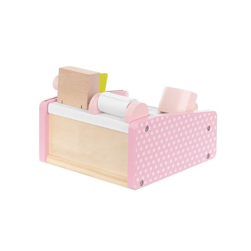 Jucarie casa de marcat din lemn, diverse accesorii — varianta 4