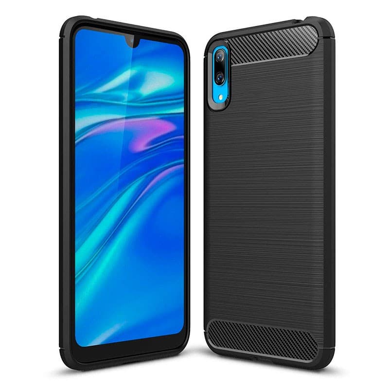 Husa de protectie Carbon Stripe pentru Huawei Y5 2019, silicon moale, negru