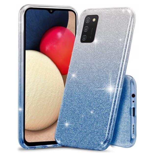 Husa Luxury Glitter Gradient pentru Samsung Galaxy A72, albastru cu argintiu — principală