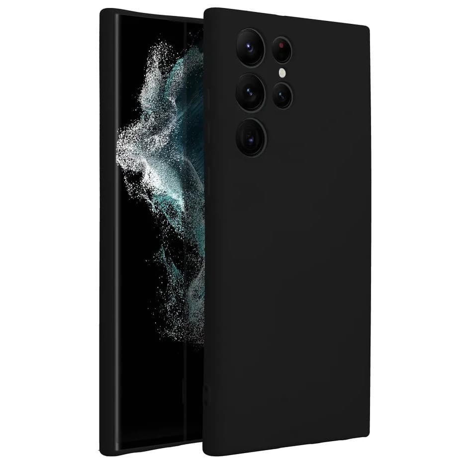 Husa Samsung Galaxy S22 Ultra, Luxury Silicone, catifea in interior, protectie camere, neagra — principală