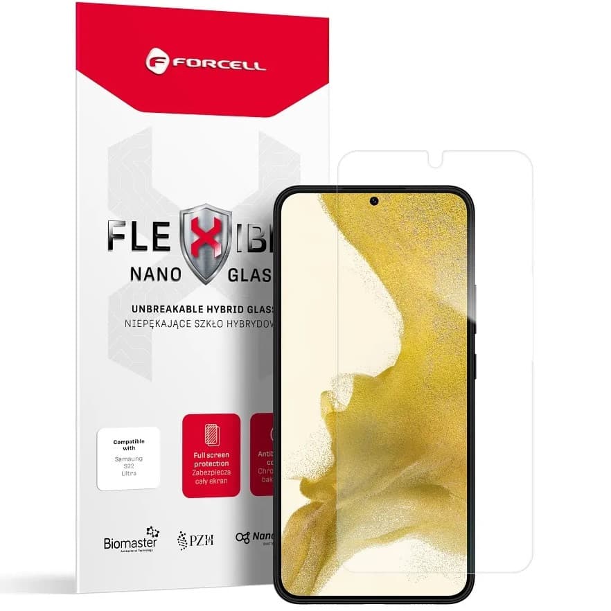 Folie Samsung Galaxy S22 Plus, Flexible Nano Glass, hibrid sticla + plastic, antibacteriana — principală