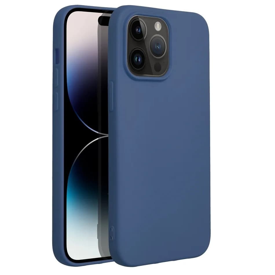 Husa Apple iPhone 14 Pro Max, Luxury Silicone, catifea in interior, albastra — principală