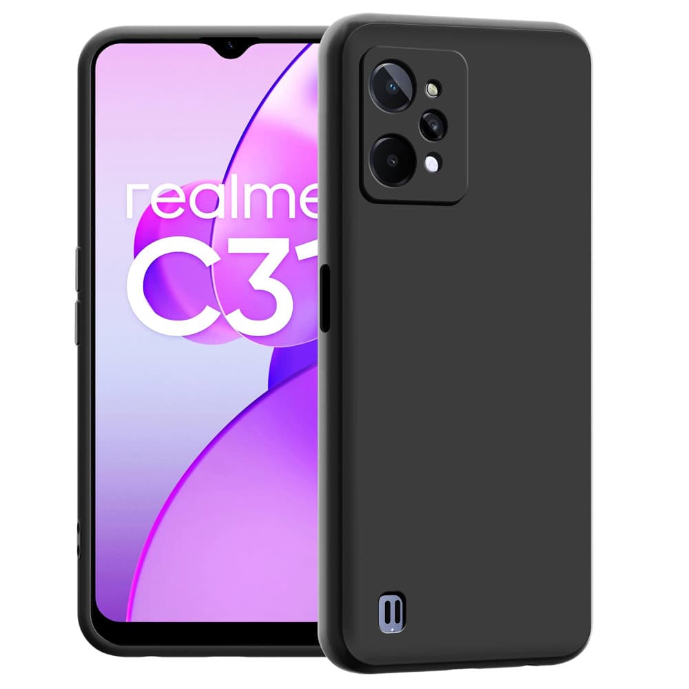 Husa protectie Realme 8i, Matt TPU, protectie camera, silicon moale, neagra — principală
