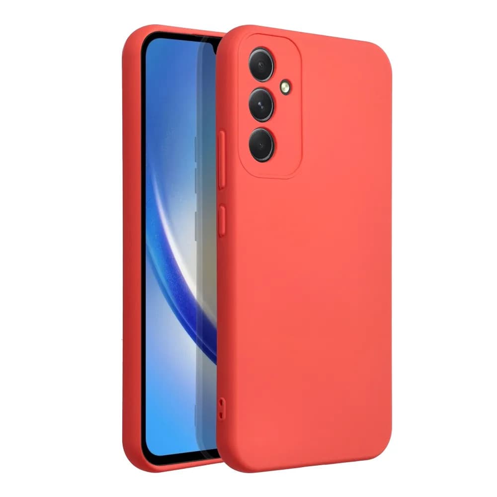 Husa Samsung Galaxy A34 5G, Luxury Silicone, protectie camera, catifea in interior, rosu piersica — principală