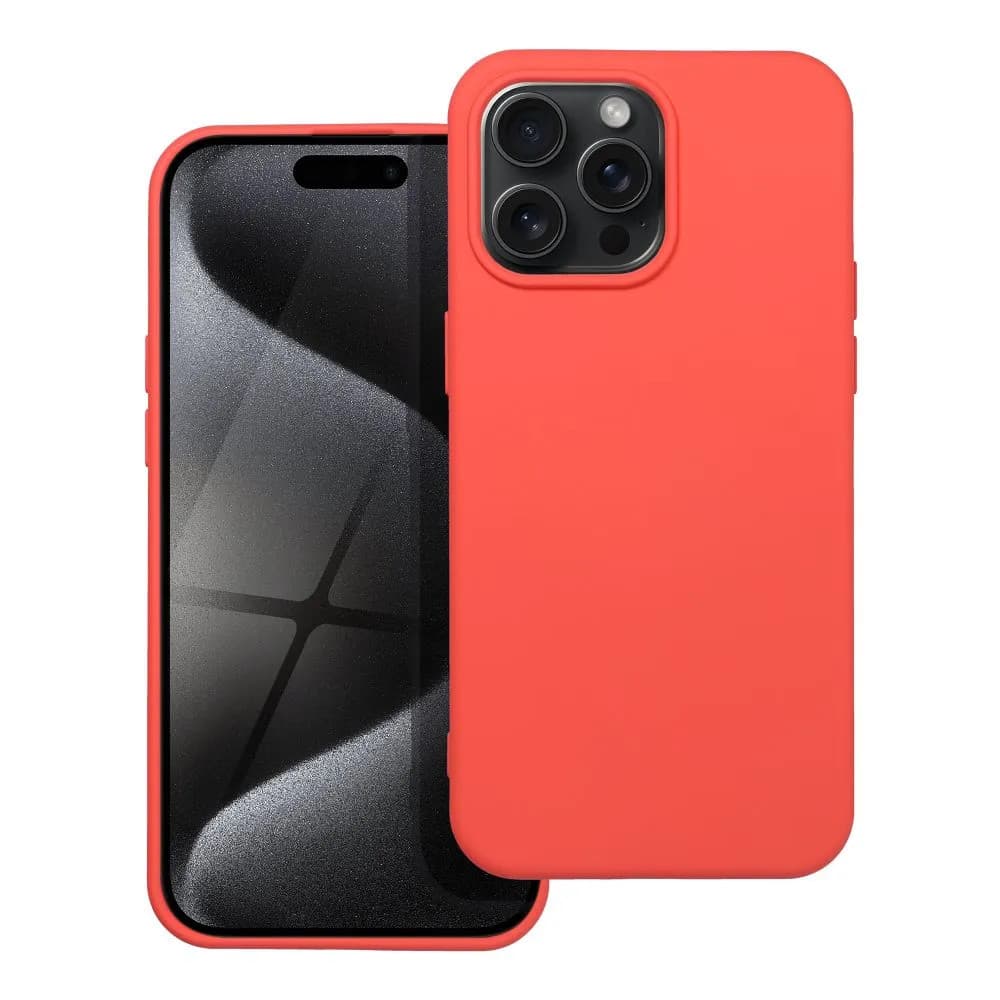 Husa Apple iPhone 15 Pro Max, Luxury Silicone, catifea in interior, rosu piersica — varianta 2