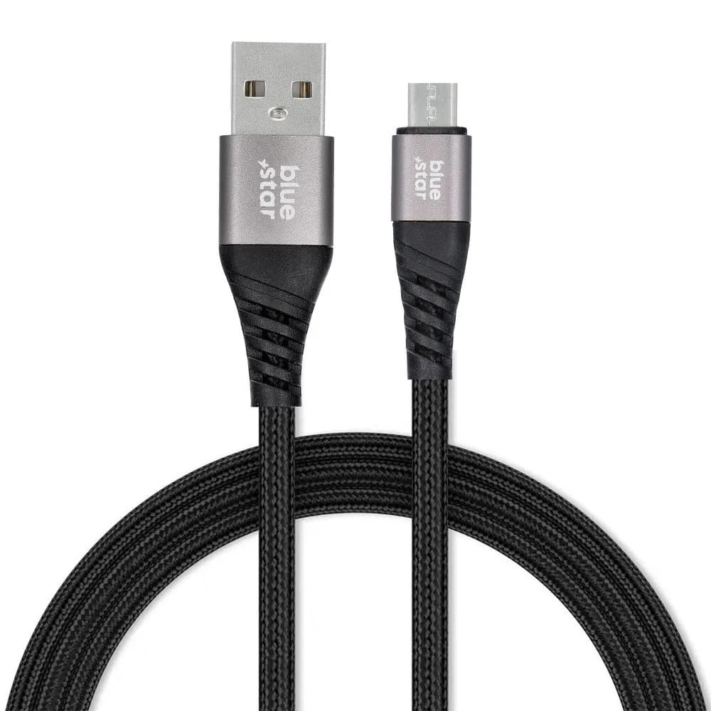Cablu de date si incarcare MicroUSB Bluestar, 1.2 metri, 2A, negru — principală