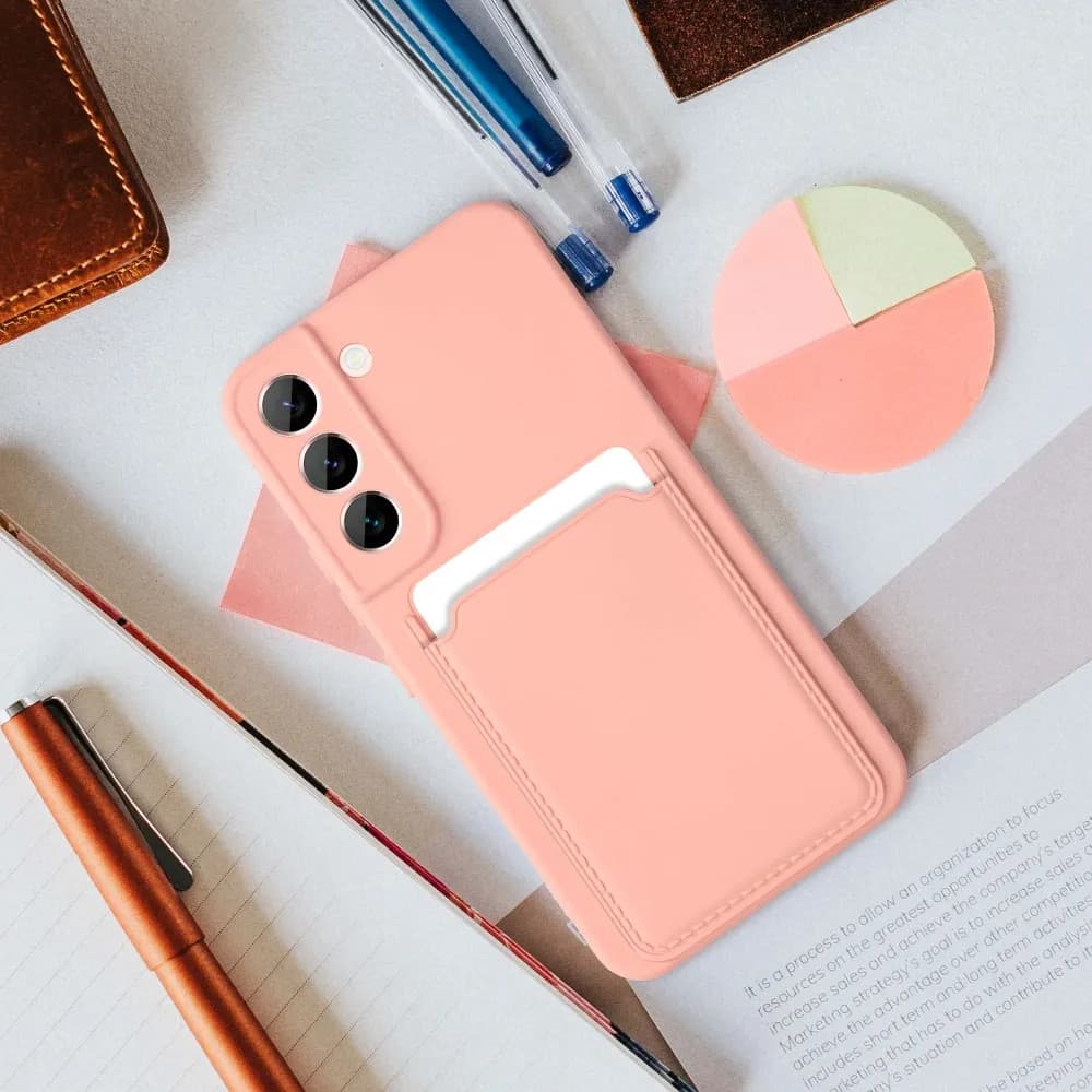 Husa protectie Samsung Galaxy A15, Card Case, buzunar pentru carduri/cartele, roz pal — varianta 4