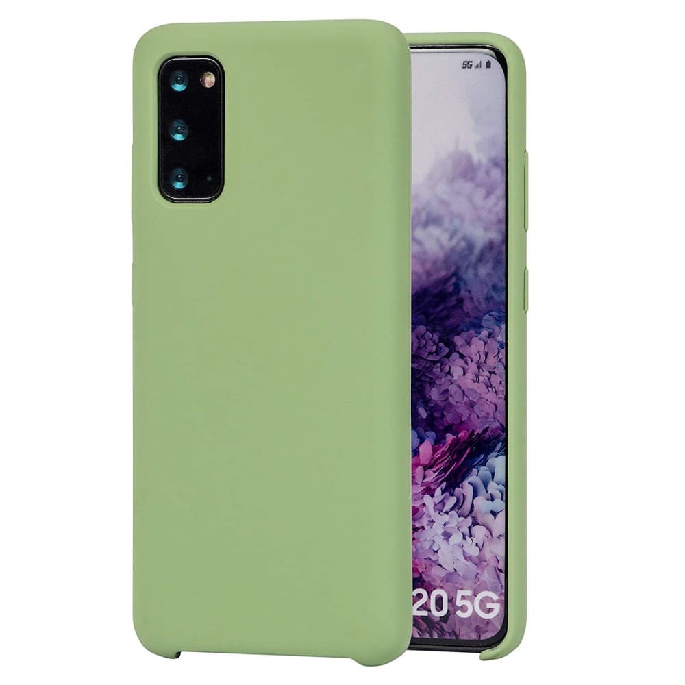 Husa protectie MySafe Silic pentru Apple iPhone 13 Mini, catifea in interior, verde kaki — principală