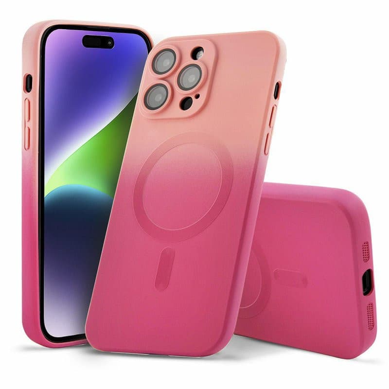 Husa Apple iPhone 13 Pro, Magsafe Ombre Silicone, geam protectie camere, roz — principală