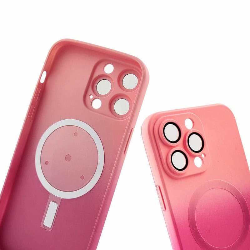 Husa Apple iPhone 14 Plus, Magsafe Ombre Silicone, geam protectie camere, roz — varianta 2