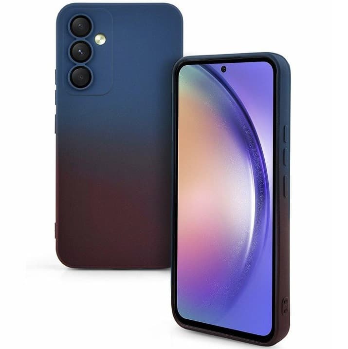 Husa Samsung Galaxy A32 5G, Luxury Ombre Silicone, catifea in interior, protectie camere, albastru/visiniu — principală