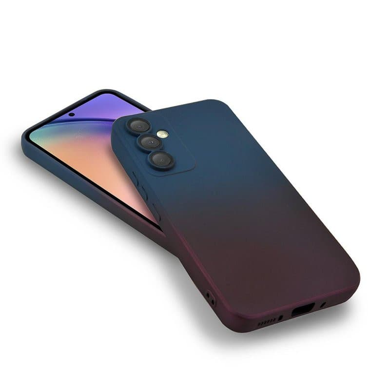 Husa Samsung Galaxy A32 5G, Luxury Ombre Silicone, catifea in interior, protectie camere, albastru/visiniu — varianta 3
