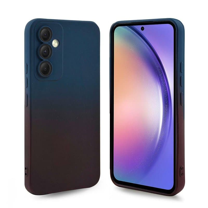 Husa Samsung Galaxy A32 5G, Luxury Ombre Silicone, catifea in interior, protectie camere, albastru/visiniu — varianta 4