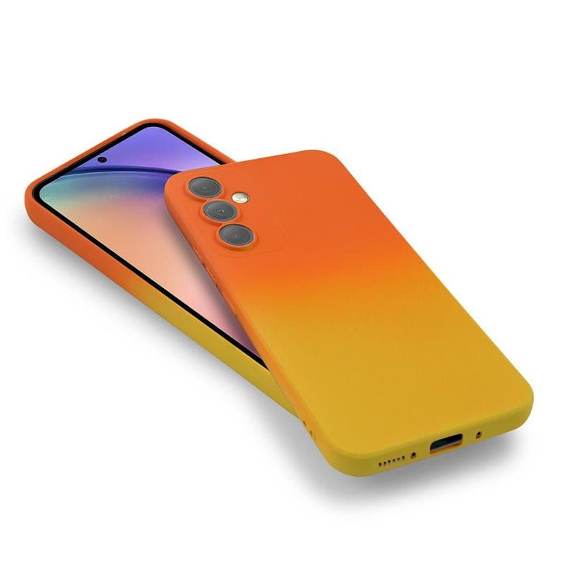 Husa Samsung Galaxy A24 4G, Luxury Ombre Silicone, catifea in interior, protectie camere, portocaliu/galben — varianta 3