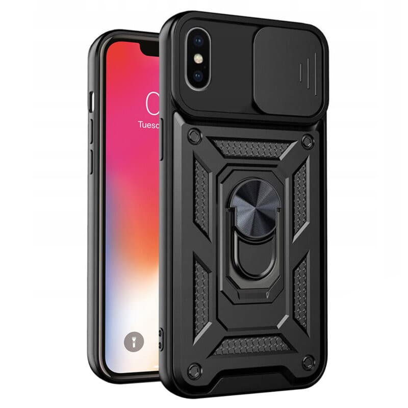 Husa Apple iPhone X/XS, Camshield Armor, inel sustinere, protectie camera, neagra — principală