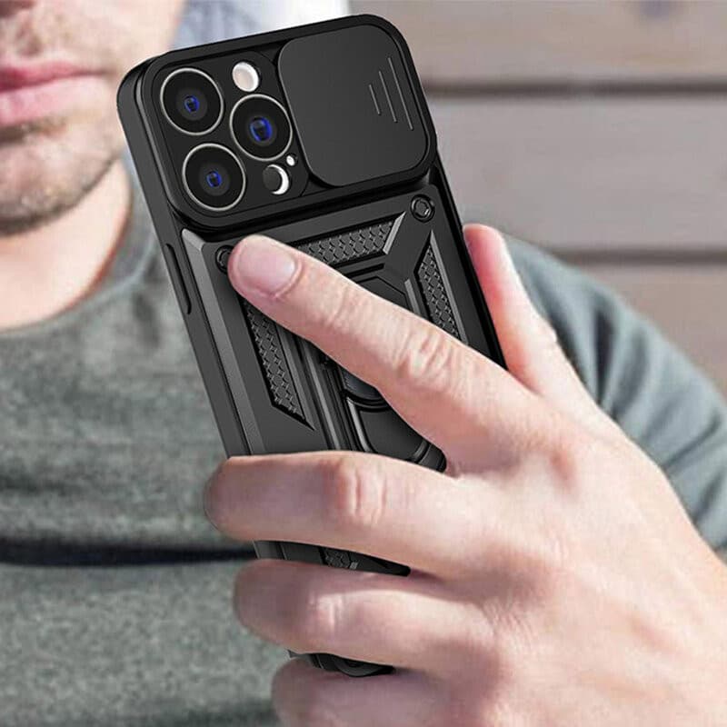 Husa Apple iPhone 15 Pro, Camshield Armor, inel sustinere, protectie camera, neagra — varianta 4