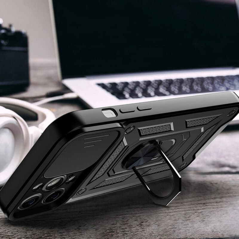 Husa Apple iPhone 15 Pro, Camshield Armor, inel sustinere, protectie camera, neagra — varianta 5