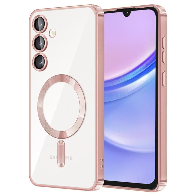 Husa Samsung Galaxy A35, Electroplating Magsafe TPU, protectie camera, rose gold
