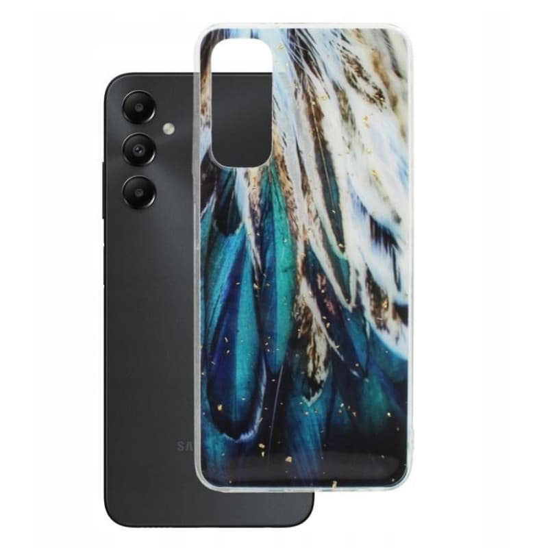 Husa protectie Samsung Galaxy A05s, Gold Glam Feathers — principală