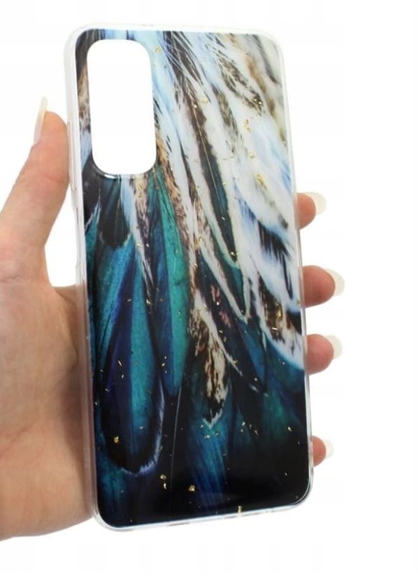 Husa protectie Samsung Galaxy A05s, Gold Glam Feathers — varianta 2