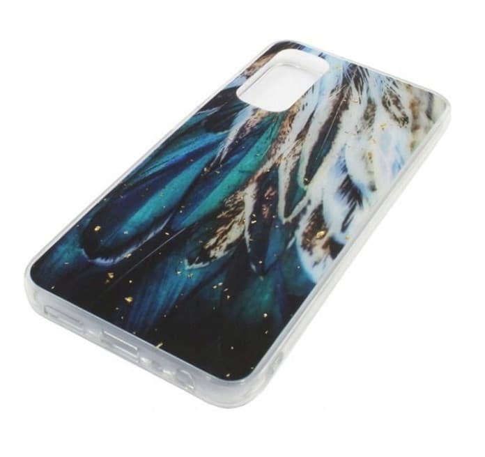 Husa protectie Samsung Galaxy A05s, Gold Glam Feathers — varianta 4